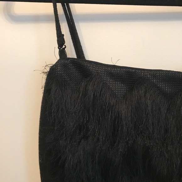 Banana republic black fringe strapless dress sz 4 - Picture 4 of 6